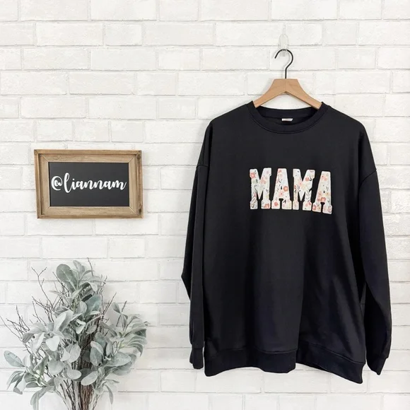 Black 'MAMA' Graphic Sweatshirt - Picture 1 of 7